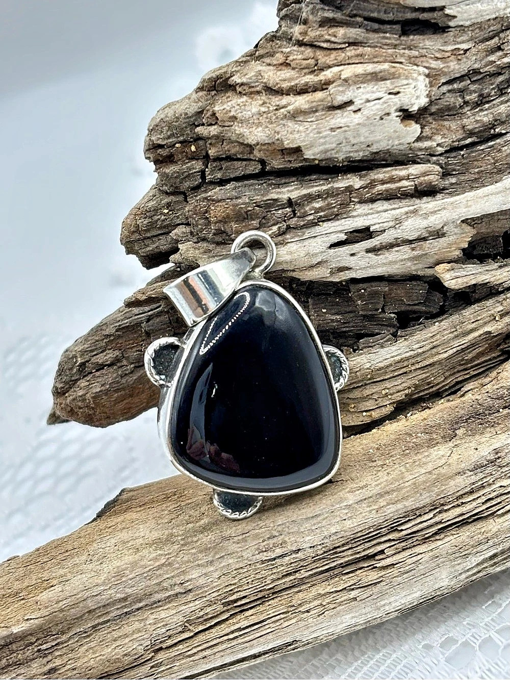 Black Onyx Sterling Silver Pendant
